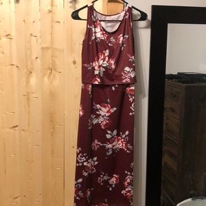 Burgundy Floral Nursing Dress